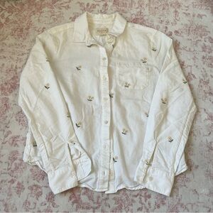 Sezane Tomboy White Floral Button Down Shirt